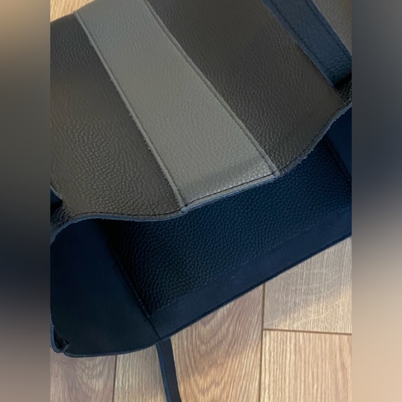 Vince Camuto Ciao Bella Black and Gray Leather Tote Bag – 17"x 11.5" - Picture 7 of 9